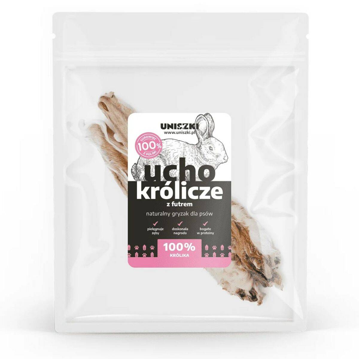 Snack para Perros Uniszki Oreja de conejo con pelo Conejo 2 x 60 g