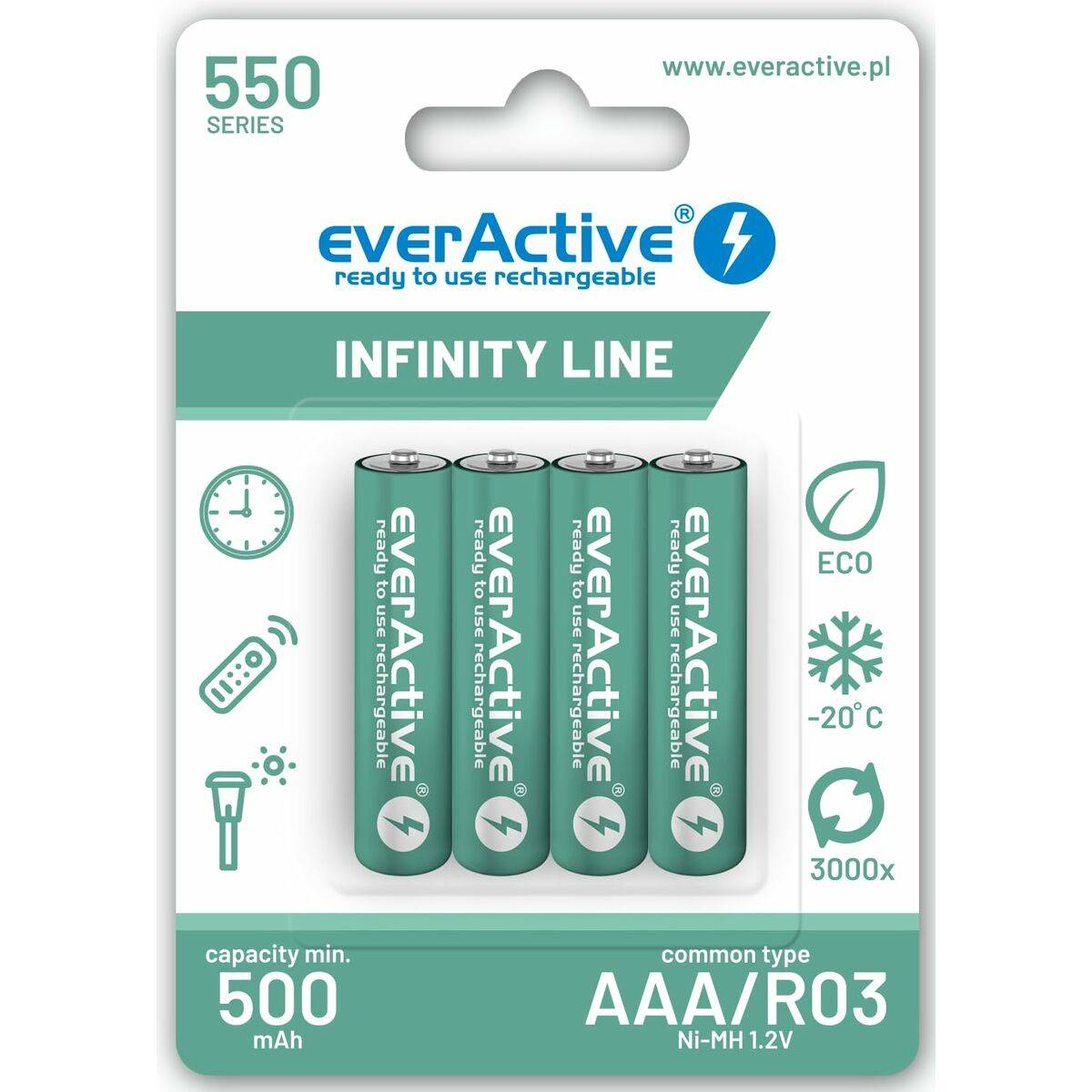 Pilas Recargables EverActive EVHRL03-550 1,2 V