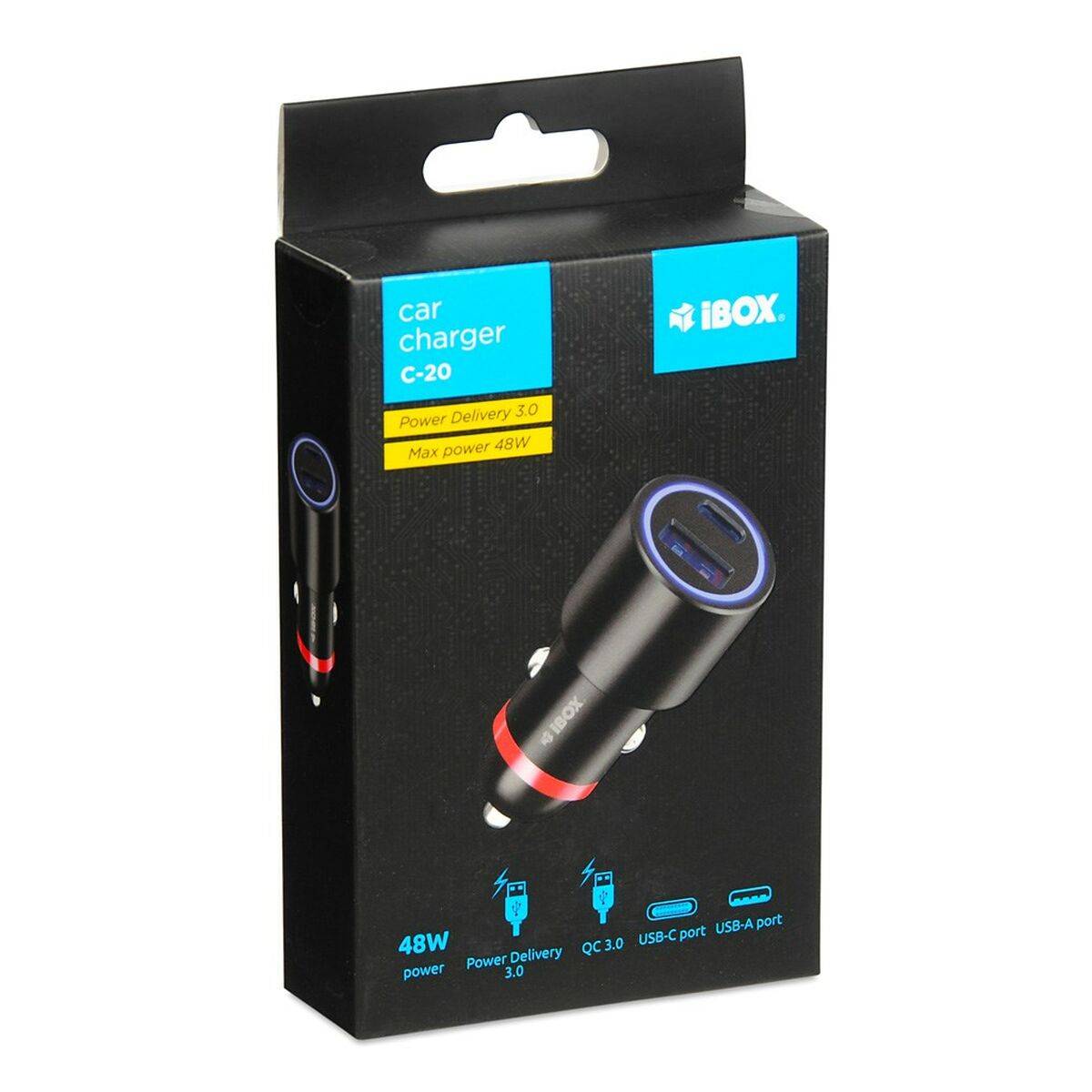 Cargador de Coche Ibox ICC20 Negro 60 W