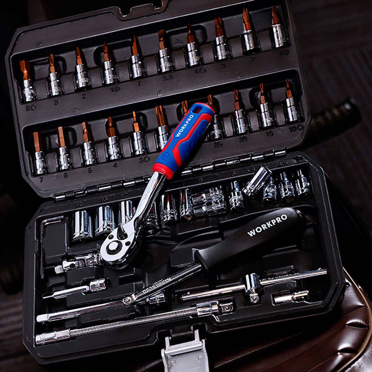 Juego de llaves de vaso Workpro 1/4" 46 Piezas