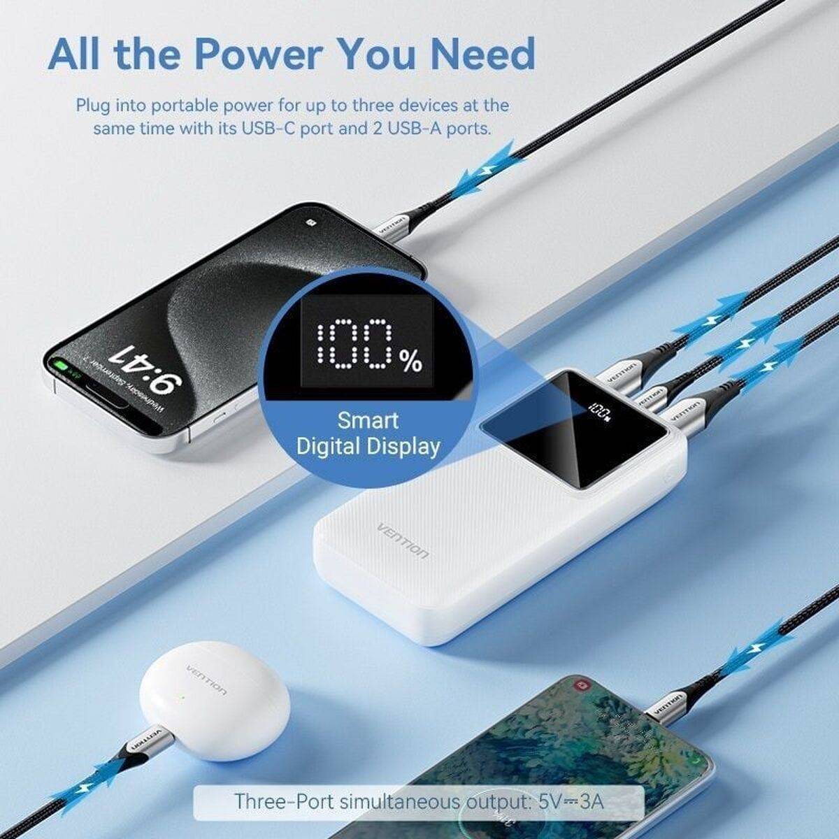 Powerbank Vention FHLB0 Negro 20000 mAh