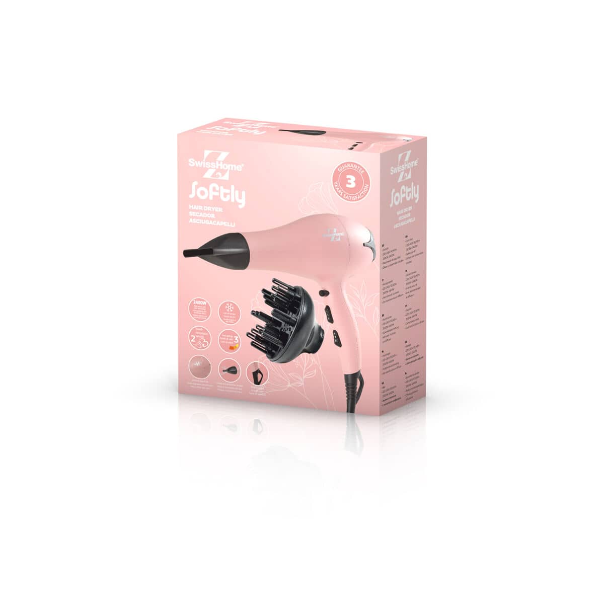 Secador de Pelo SwissHome Softly Rosa 2400 W