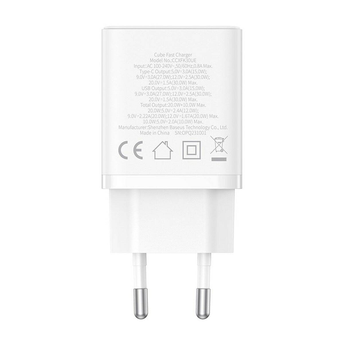 Cargador de Pared Baseus P10111404213-00 Blanco 30 W
