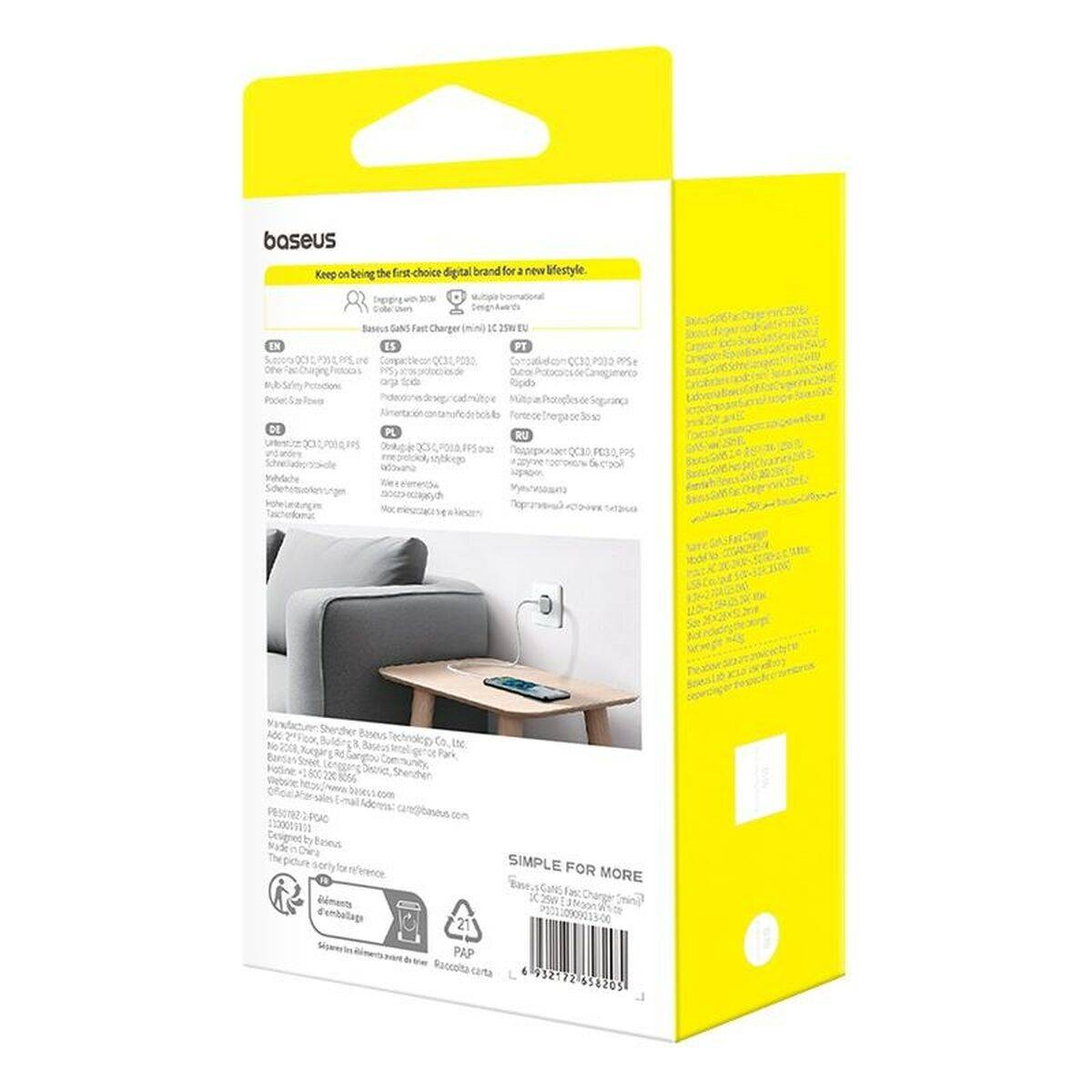 Cargador de Pared Baseus P10110909213-00 Blanco 25 W