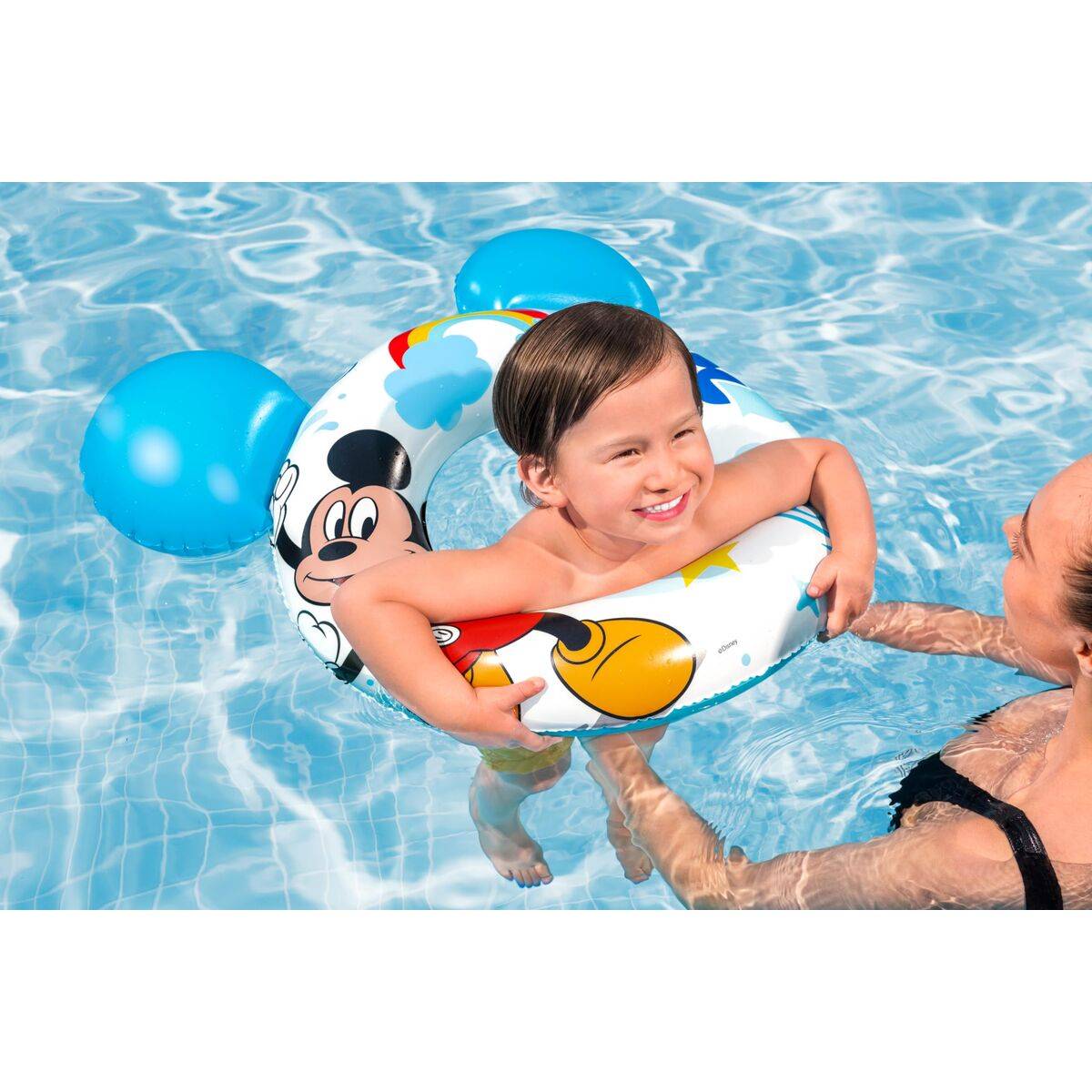 Bestway Flotador Disney Mickey Mouse Con Orejas 74x76 cm +3 a 6 Años Piscina y Playa 09109