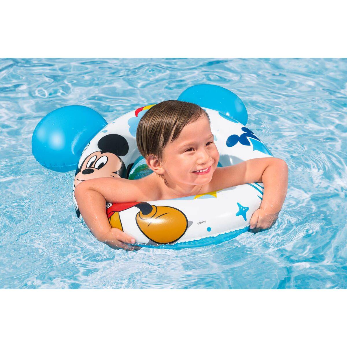 Bestway Flotador Disney Mickey Mouse Con Orejas 74x76 cm +3 a 6 Años Piscina y Playa 09109