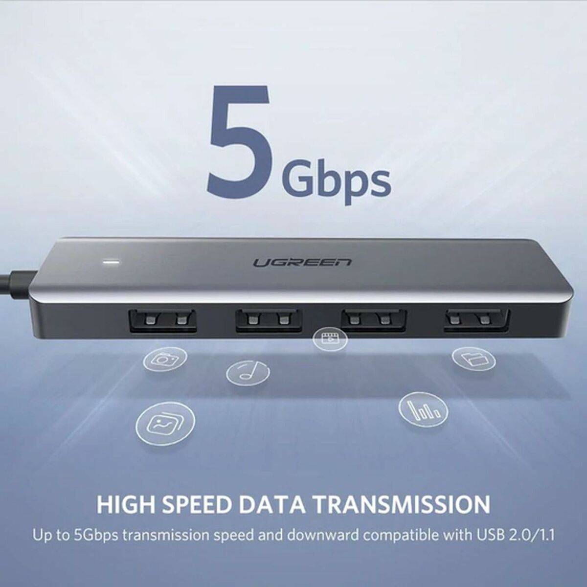 Hub USB Ugreen 64260 Gris