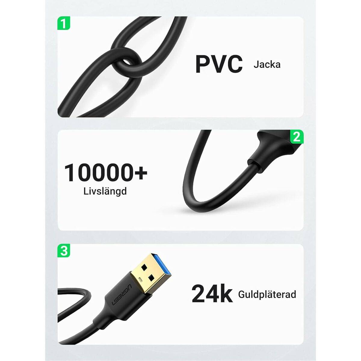 Cable USB a Lightning Ugreen 50737 Plateado