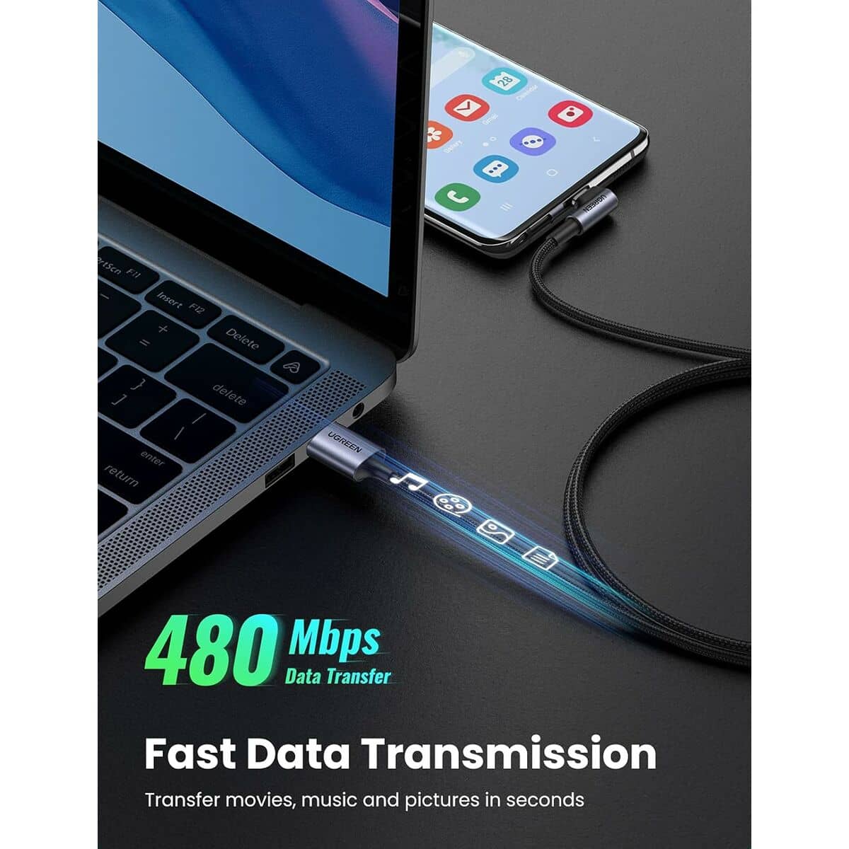 Cable USB A a USB-C Ugreen 50941 Negro 5 m