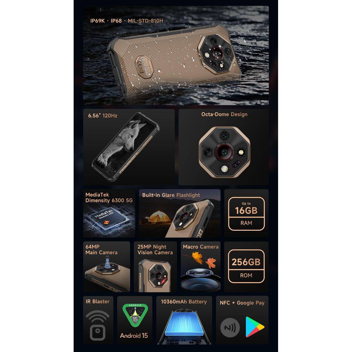 Smartphone Ulefone ARMOR X16 PRO 6,56" 8 GB RAM 256 GB Negro