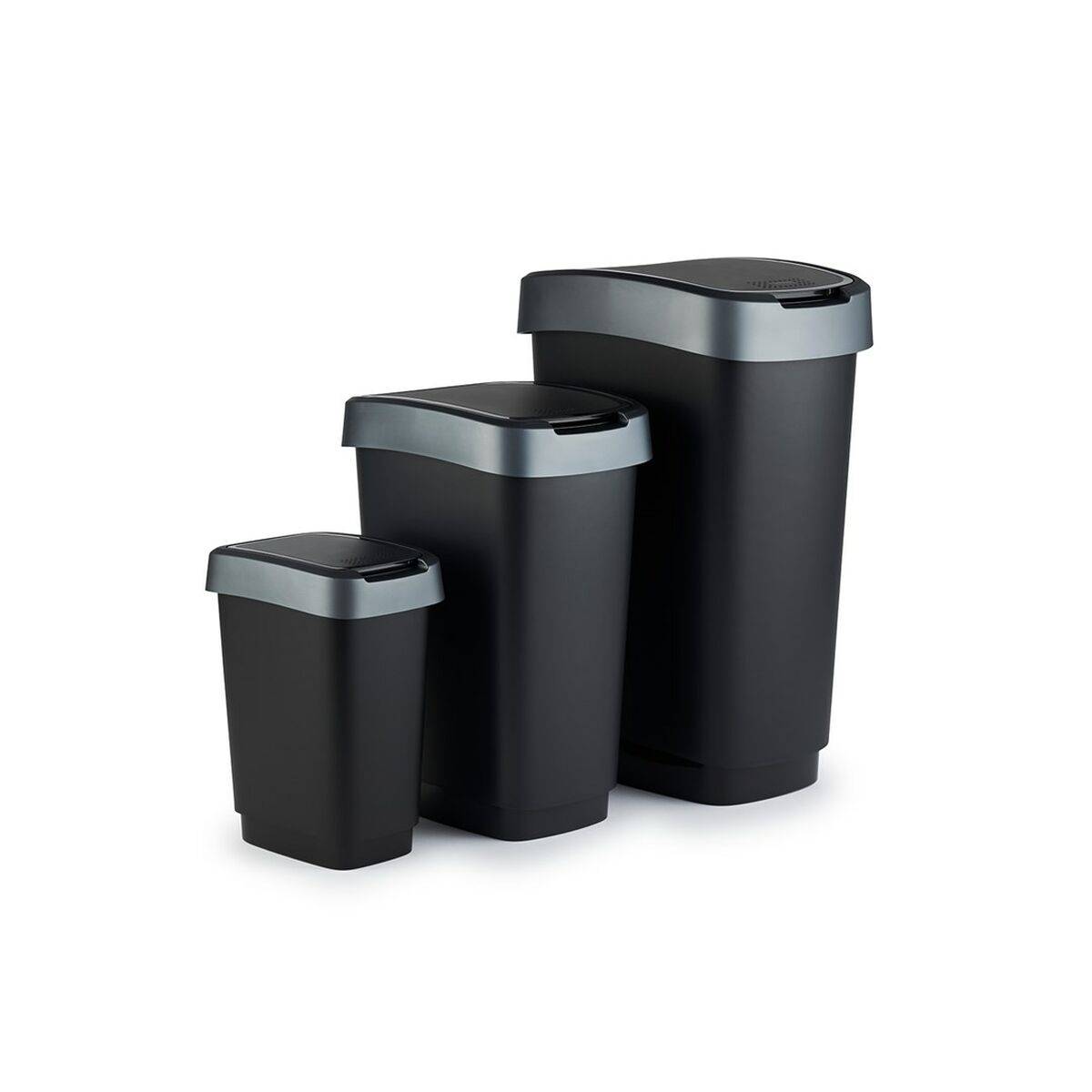 Cubo de basura Rotho Twist Silver Plateado Plástico 10 L