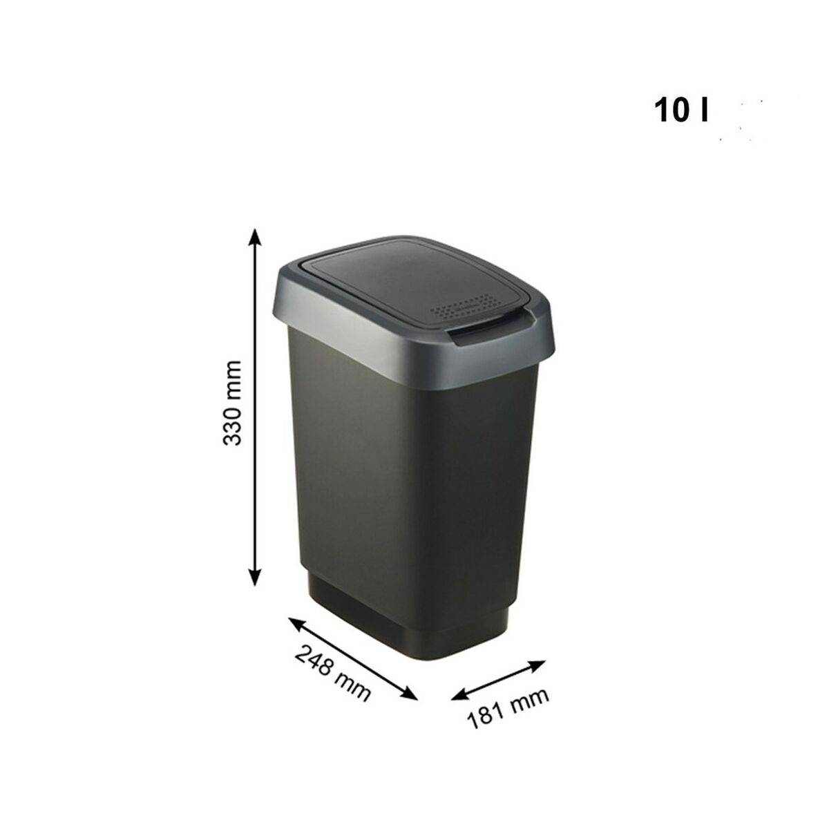 Cubo de basura Rotho Twist Silver Plateado Plástico 10 L