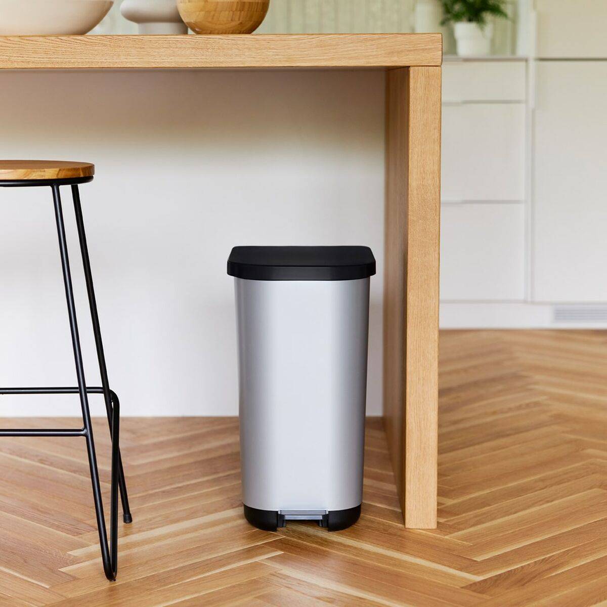 Cubo de Basura con Pedal Rotho Ribo Graphite Grafito Plástico 35 L