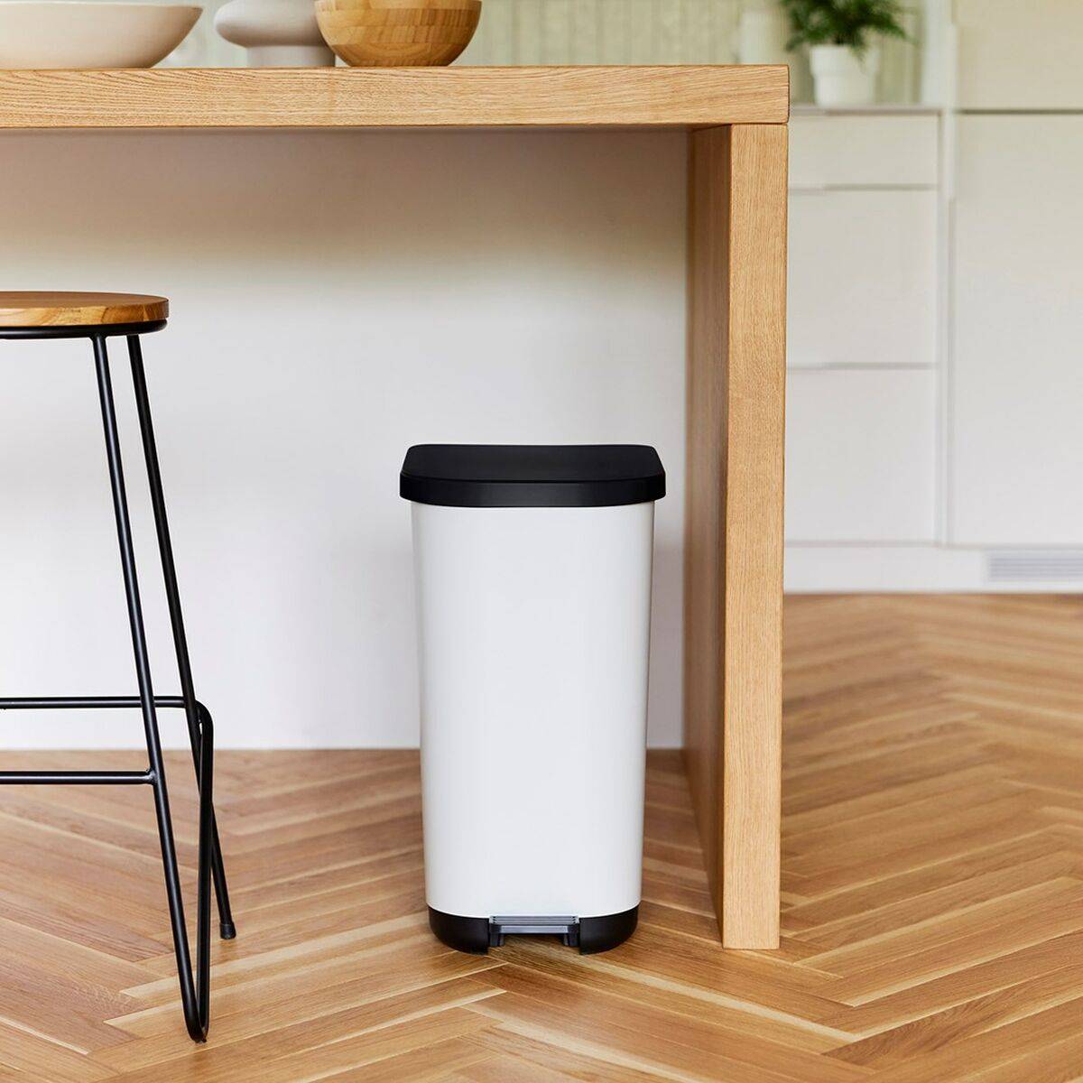 Cubo de Basura con Pedal Rotho Ribo White Blanco Plástico 35 L