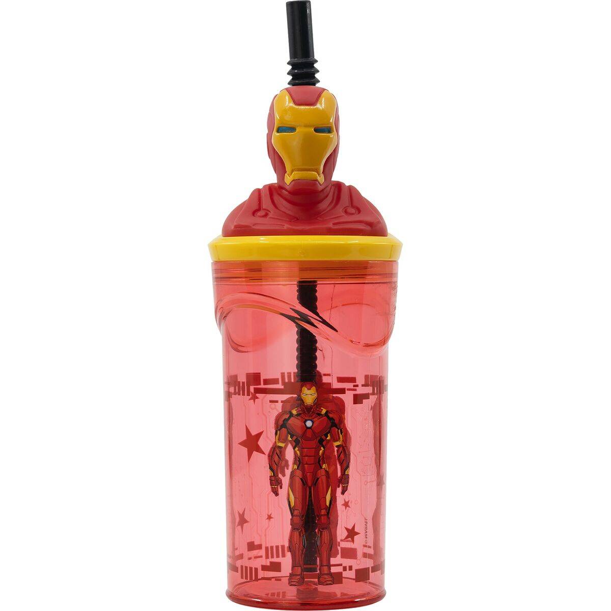 Vaso con Pajita The Avengers Iron Man Rojo 3D