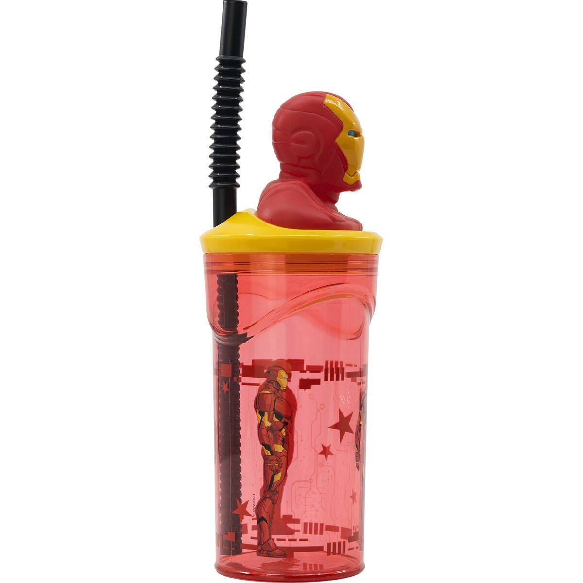 Vaso con Pajita The Avengers Iron Man Rojo 3D