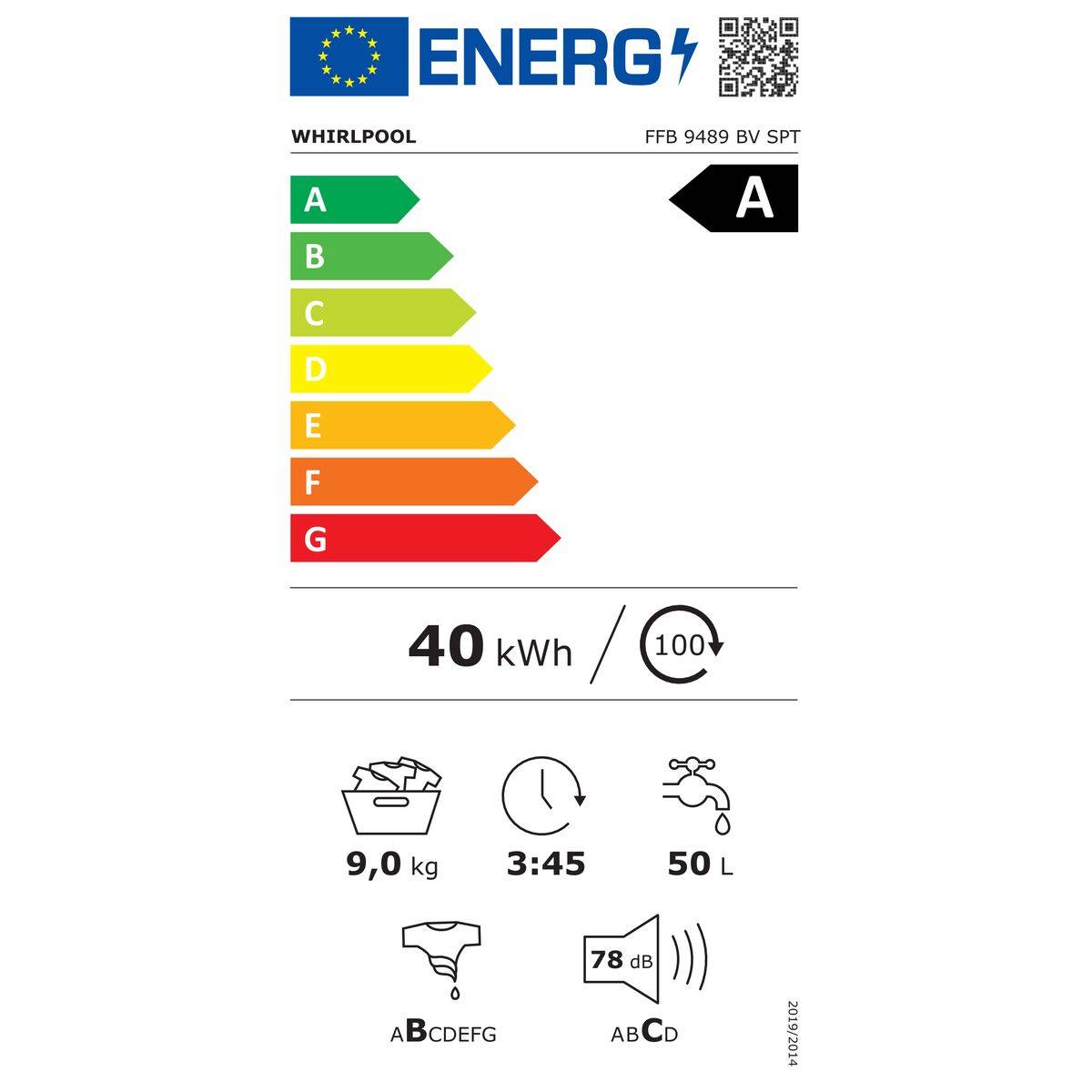 Lavadora - Secadora Whirlpool Corporation FFB9489BVSPT 9 kg