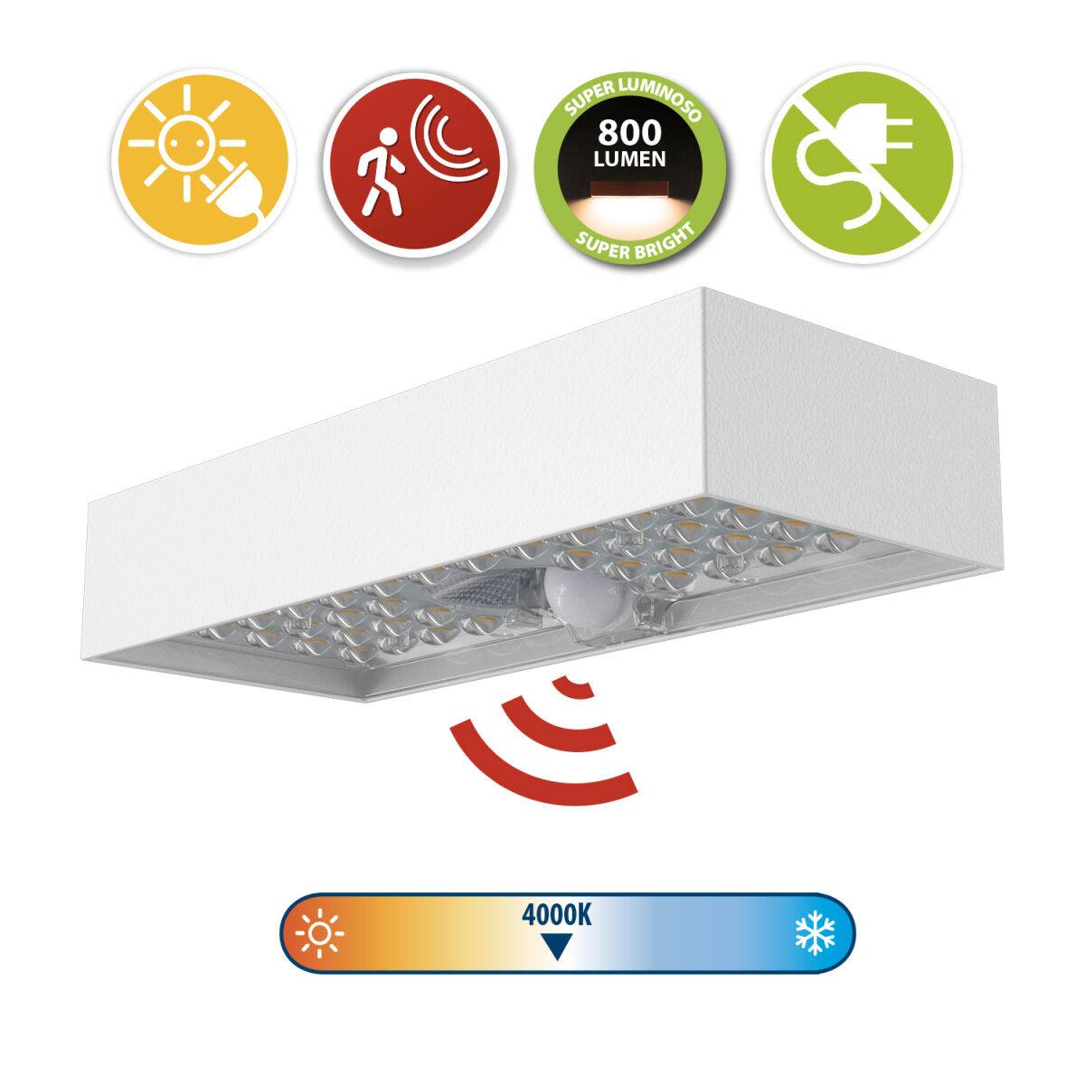 Aplique de Pared Velamp TEGEL Blanco Policarbonato 6 W 800 lm (4000 K)