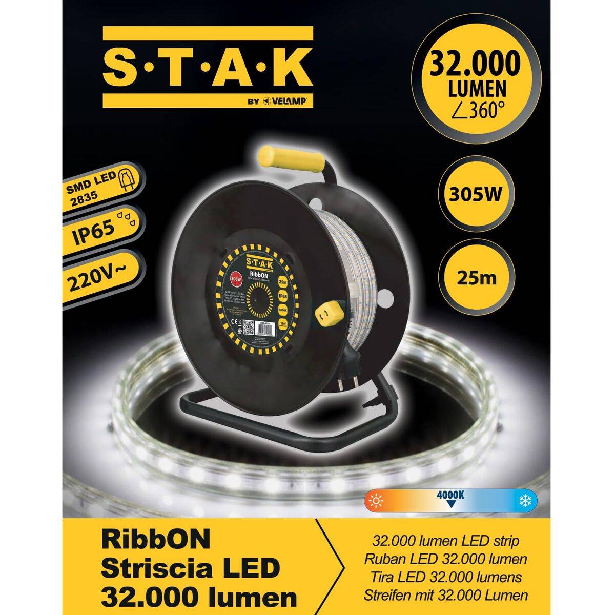 Tiras LED Stak 4000 K Negro Transparente