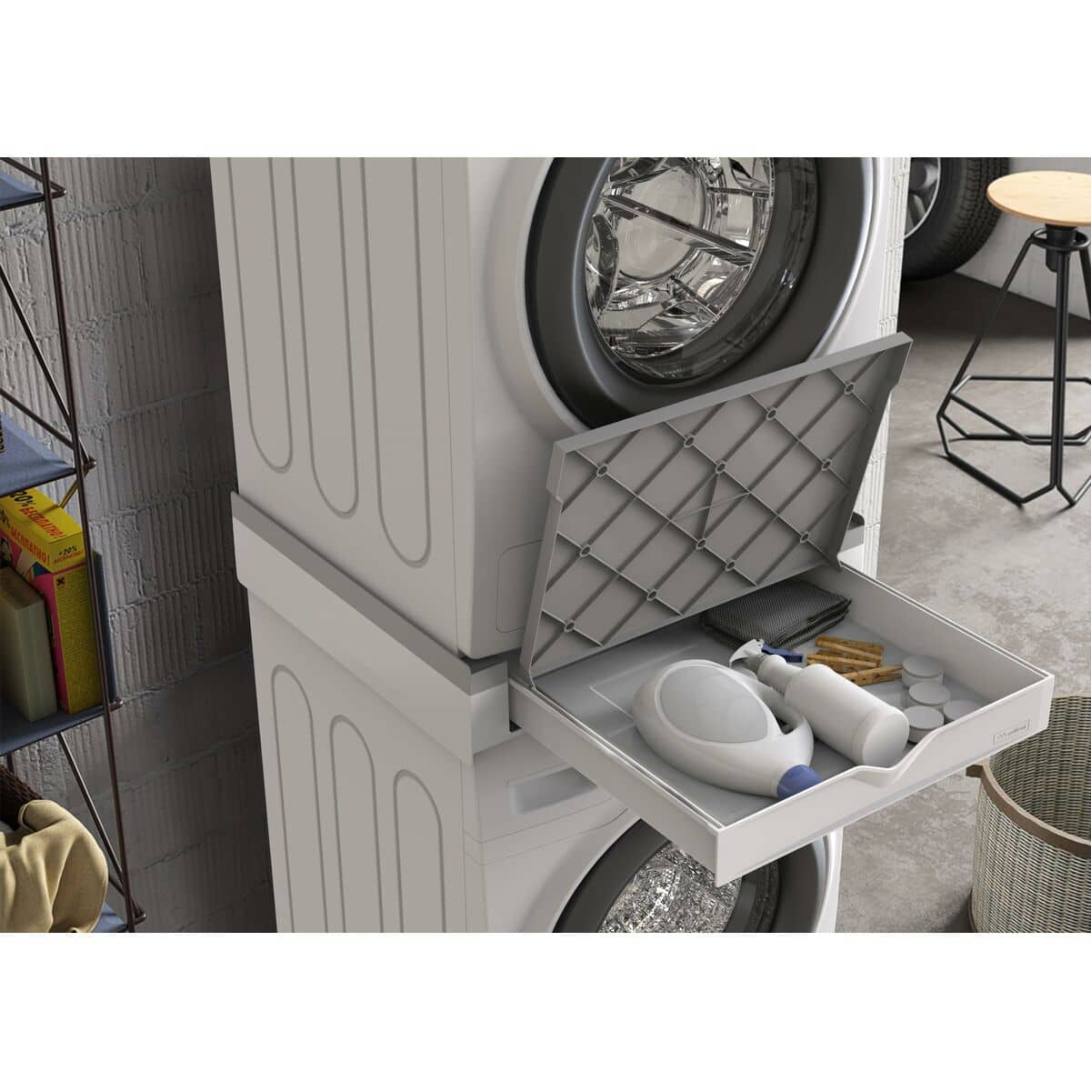 Kit Unión Lavadora-Secadora Meliconi 656123 60 x 60 cm Blanco