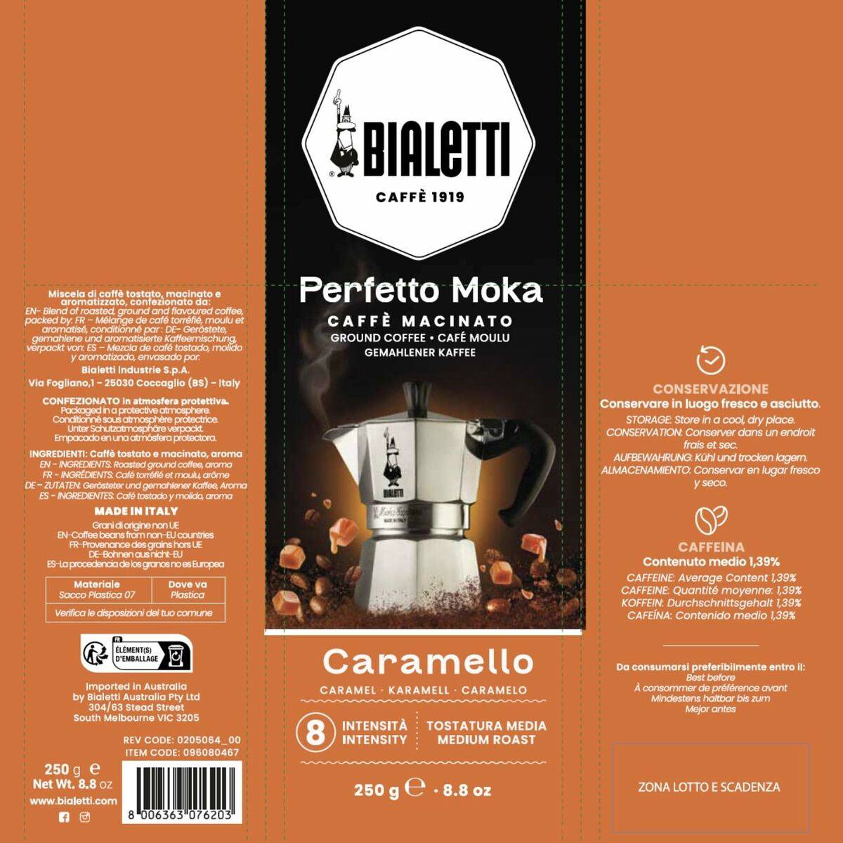 Café Molido Bialetti Perfetto Moka Carmello 250 g