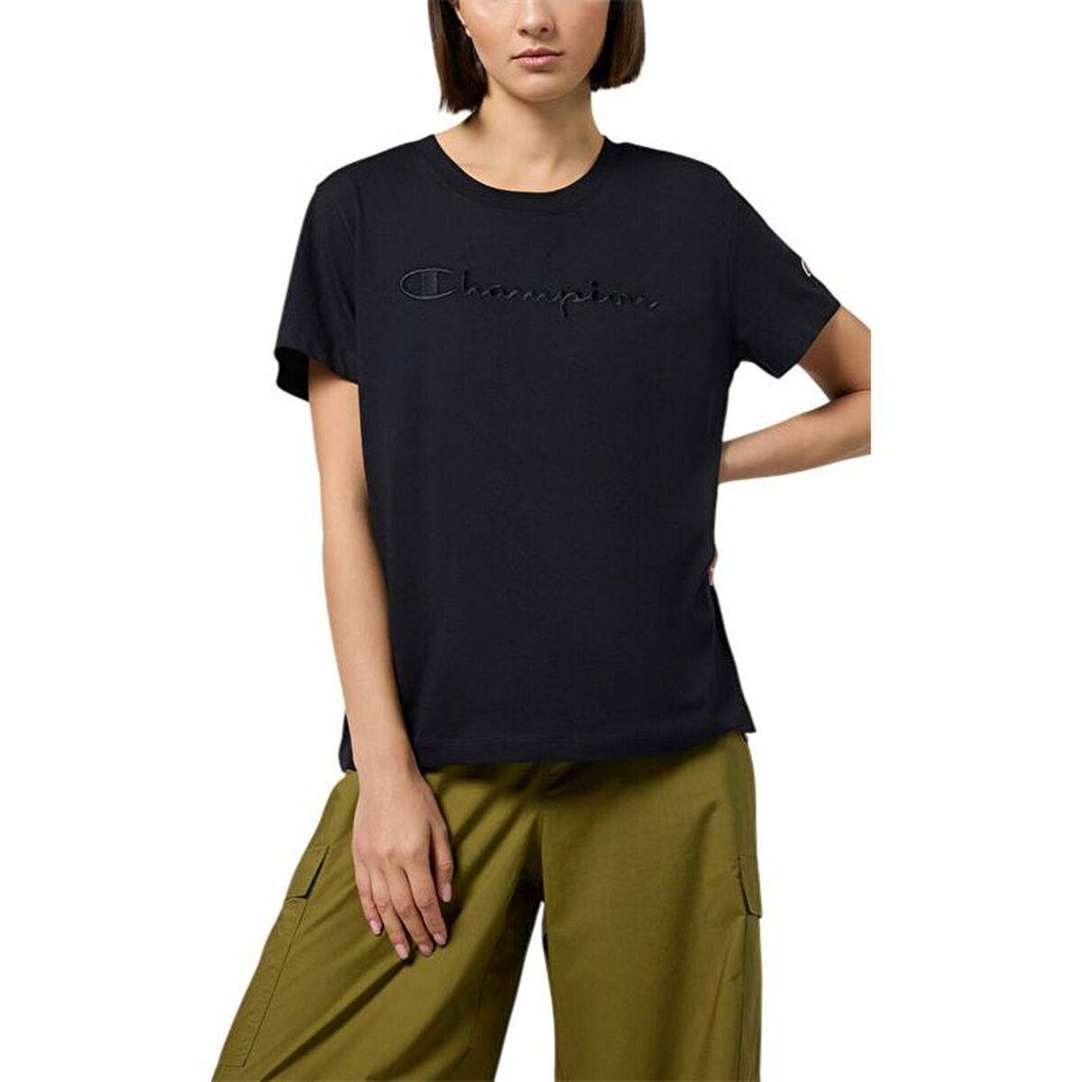 Camiseta de Manga Corta Mujer Champion Champion Crewneck Negro