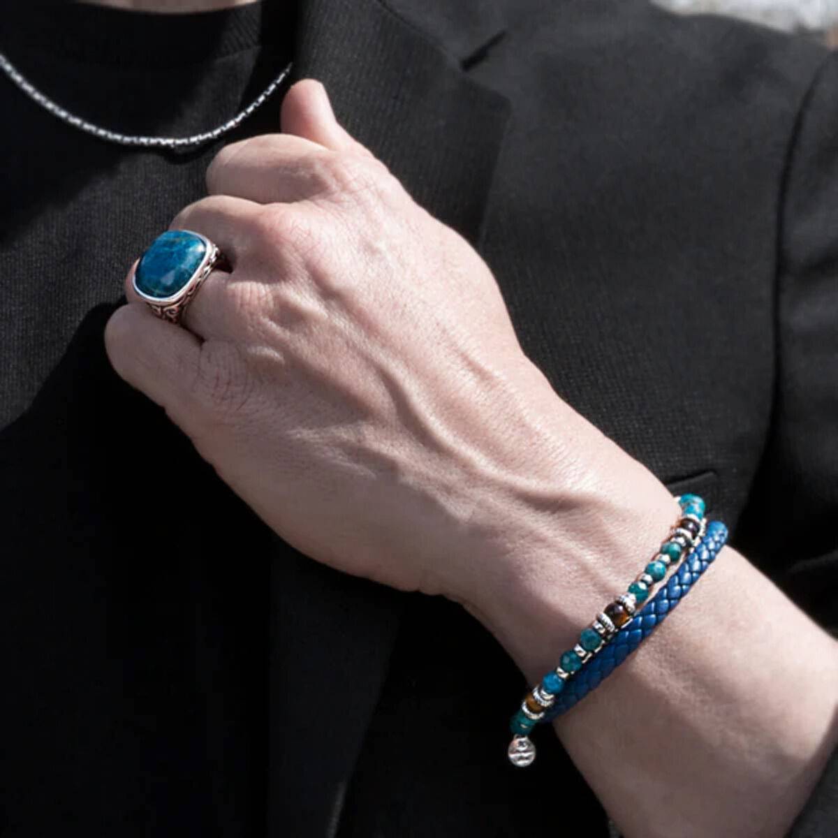 Anillo Hombre Albert M. WSOX00397.AP-28 28 Azul Plateado