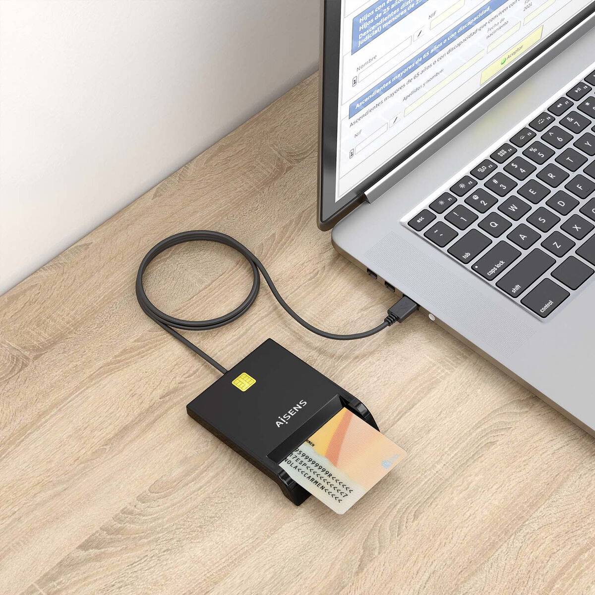 Lector de Tarjetas Externo DNI Aisens ASCR-SN06-BK Negro