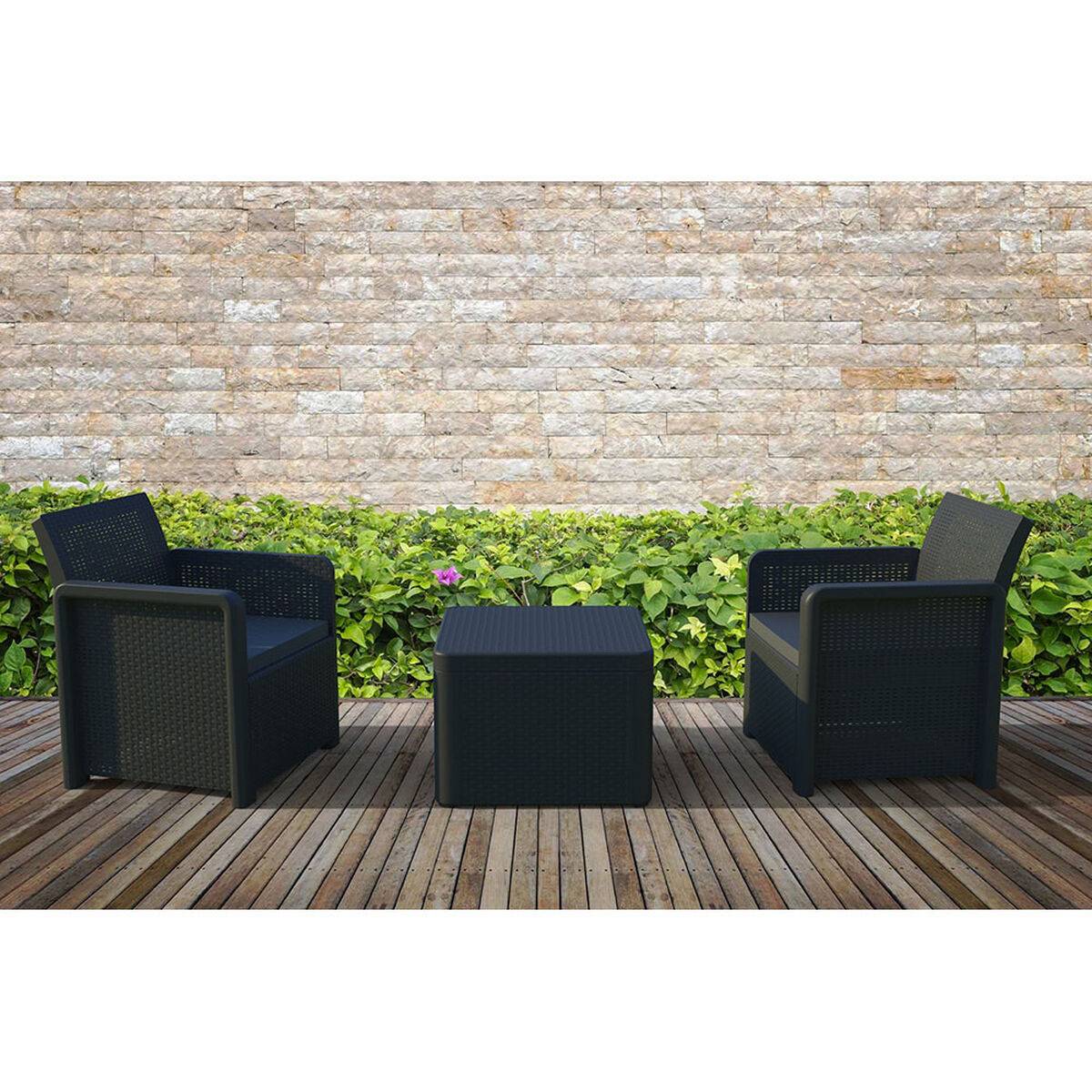 Conjunto de Mesa con 2 Sillones Shaf Antracita 57 X 57 X 42 CM (3 Piezas)