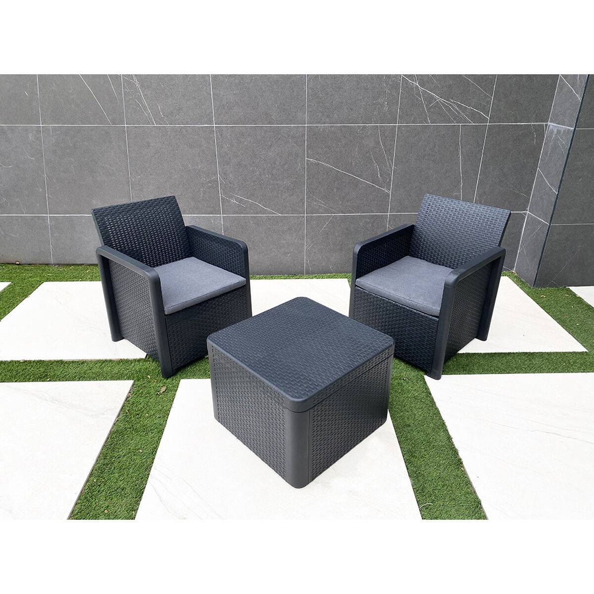 Conjunto de Mesa con 2 Sillones Shaf Antracita 57 X 57 X 42 CM (3 Piezas)