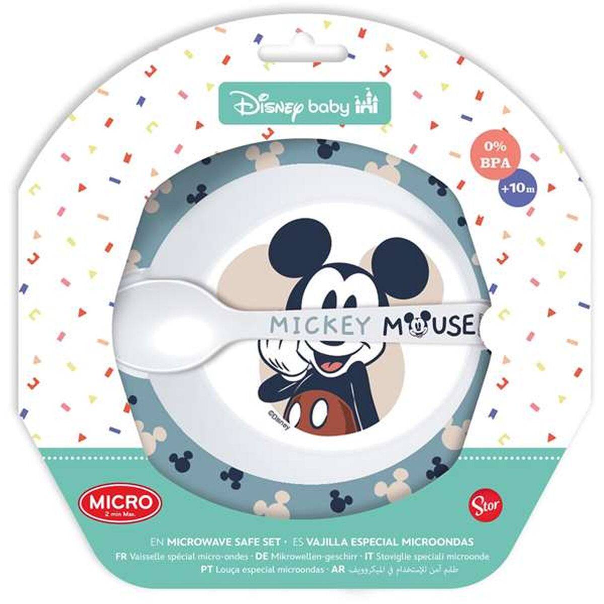 Set de Menaje Infantil Stor MICROWAVE MEAL SET BOWL + MICKEY SPOON Plástico (2 Piezas)
