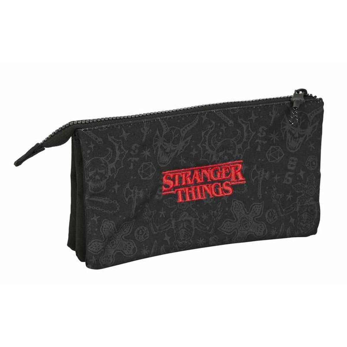 Portatodo Triple Stranger Things Negro 22 x 12 x 3 cm