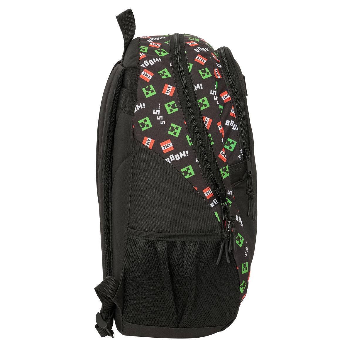 Mochila Escolar Minecraft Negro 32 x 44 x 16 cm