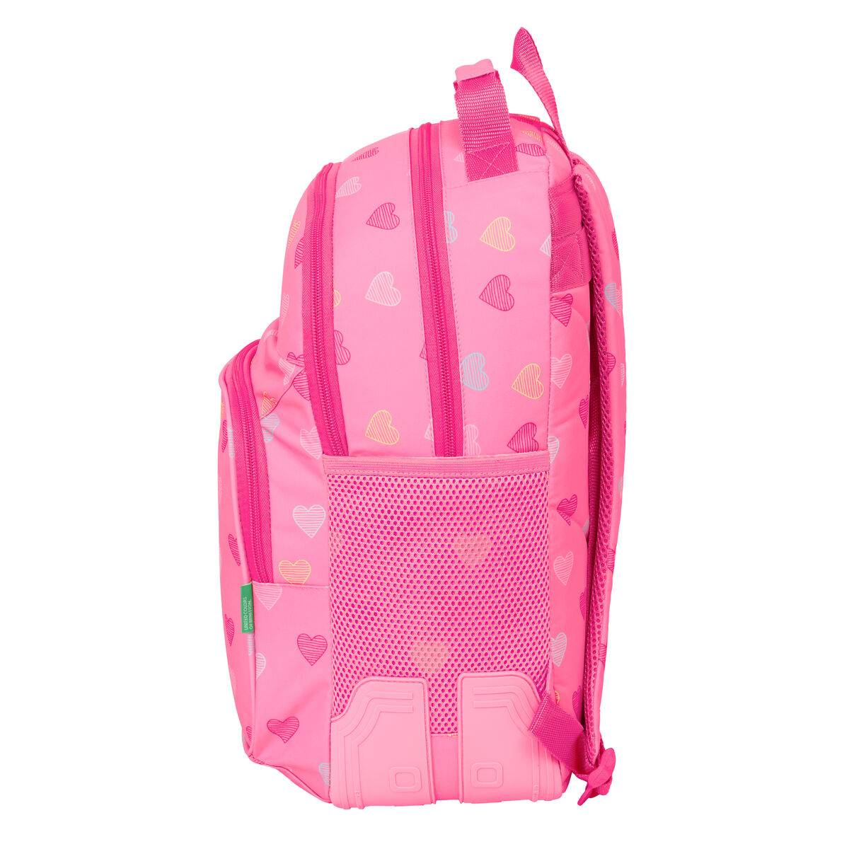 Mochila Escolar Benetton Heart Rosa 32 x 42 x 15 cm