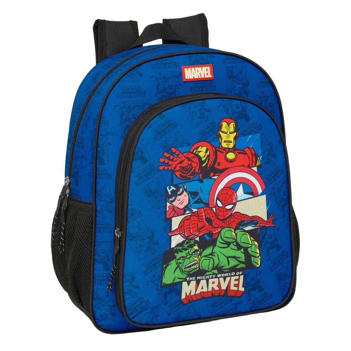 Mochila Escolar The Avengers Azul Negro 32 x 38 x 12 cm