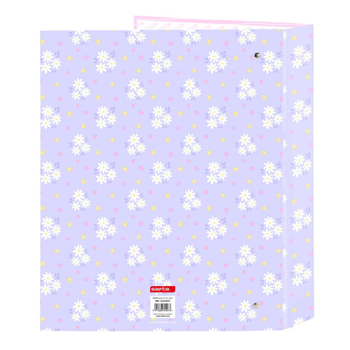 Carpeta de anillas Safta Bouquet Rosa Lila A4 27 x 33 x 6 cm