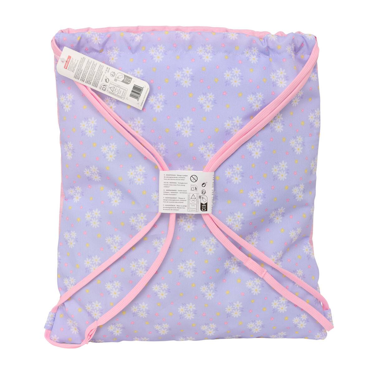 Bolsa Mochila con Cuerdas Safta Bouquet Rosa Lila 35 x 40 x 1 cm