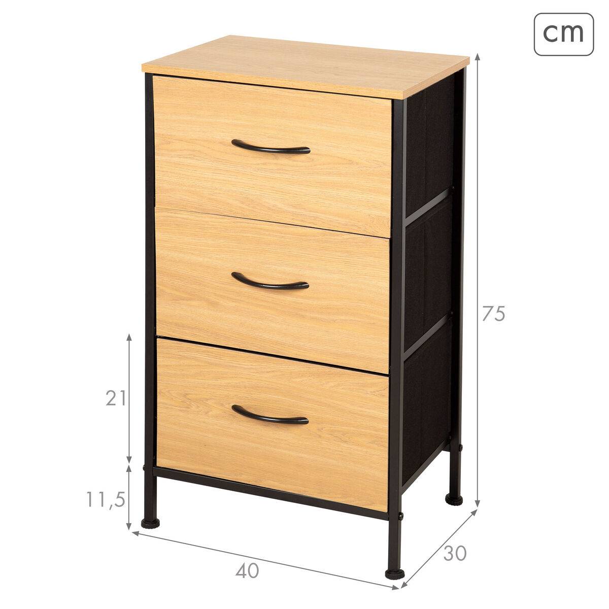 Cajonera Max Home Negro Moderno 40 X 75 X 30 CM