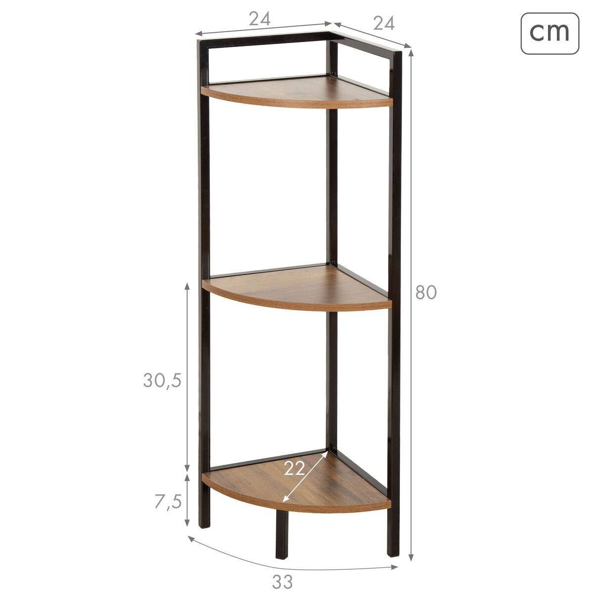 Estantería Max Home Negro Hierro Madera MDF 24 x 80 x 24 cm