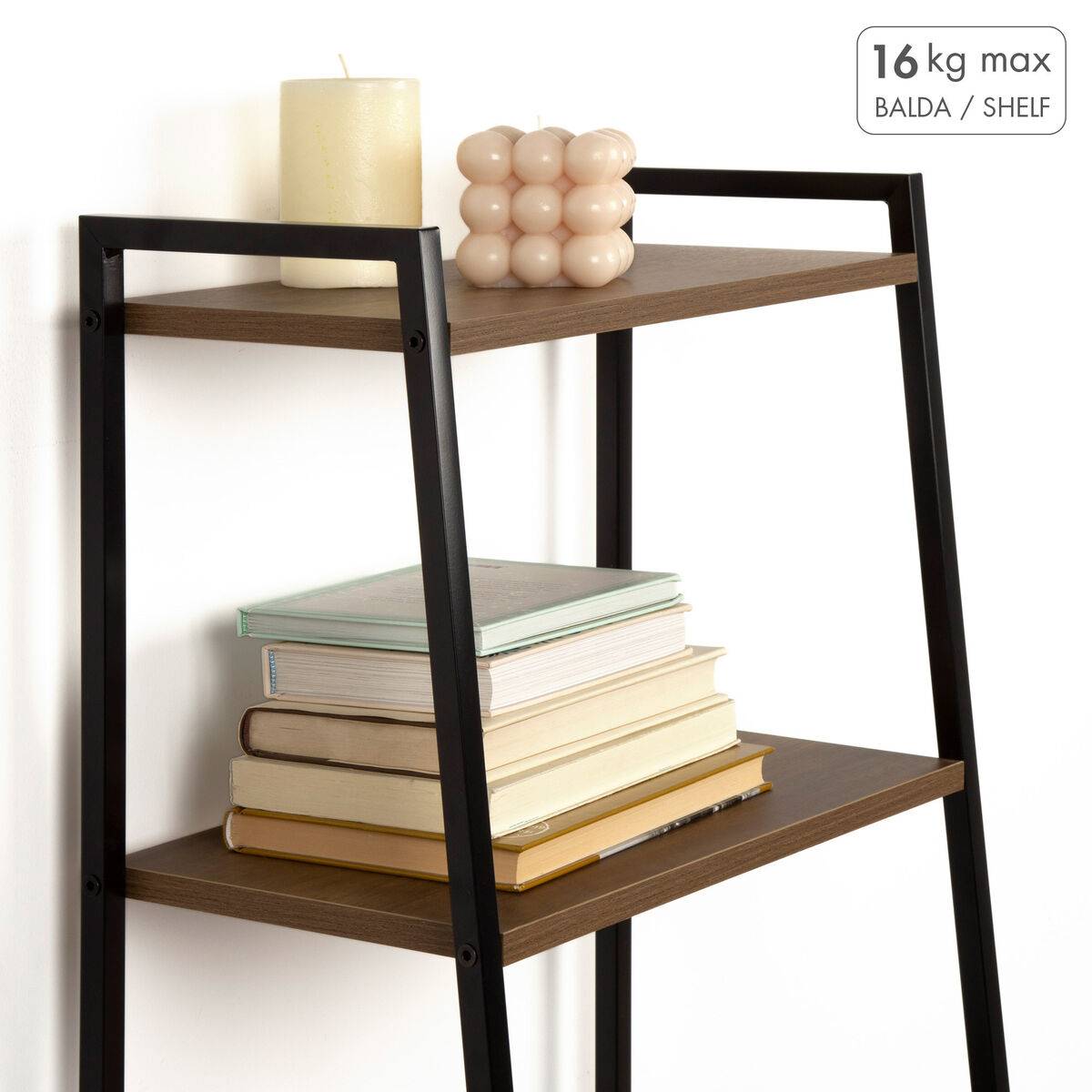 Estantería Max Home Hierro Madera MDF 4 Estantes 43 X 90 X 30 CM