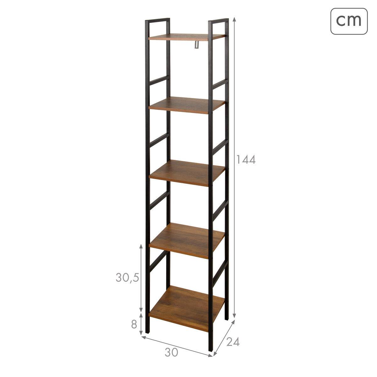 Estantería Max Home Hierro Madera MDF 5 Estantes 30 X 144 X 24 CM