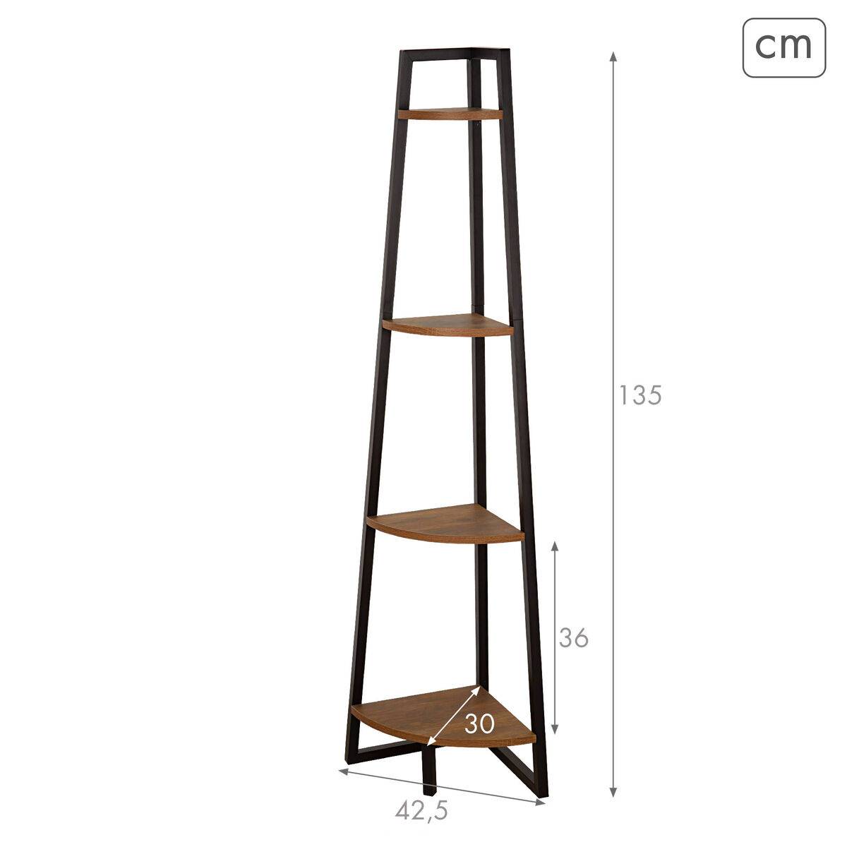 Estantería Max Home Negro Hierro Madera MDF 4 Estantes 30 x 135 x 30 cm