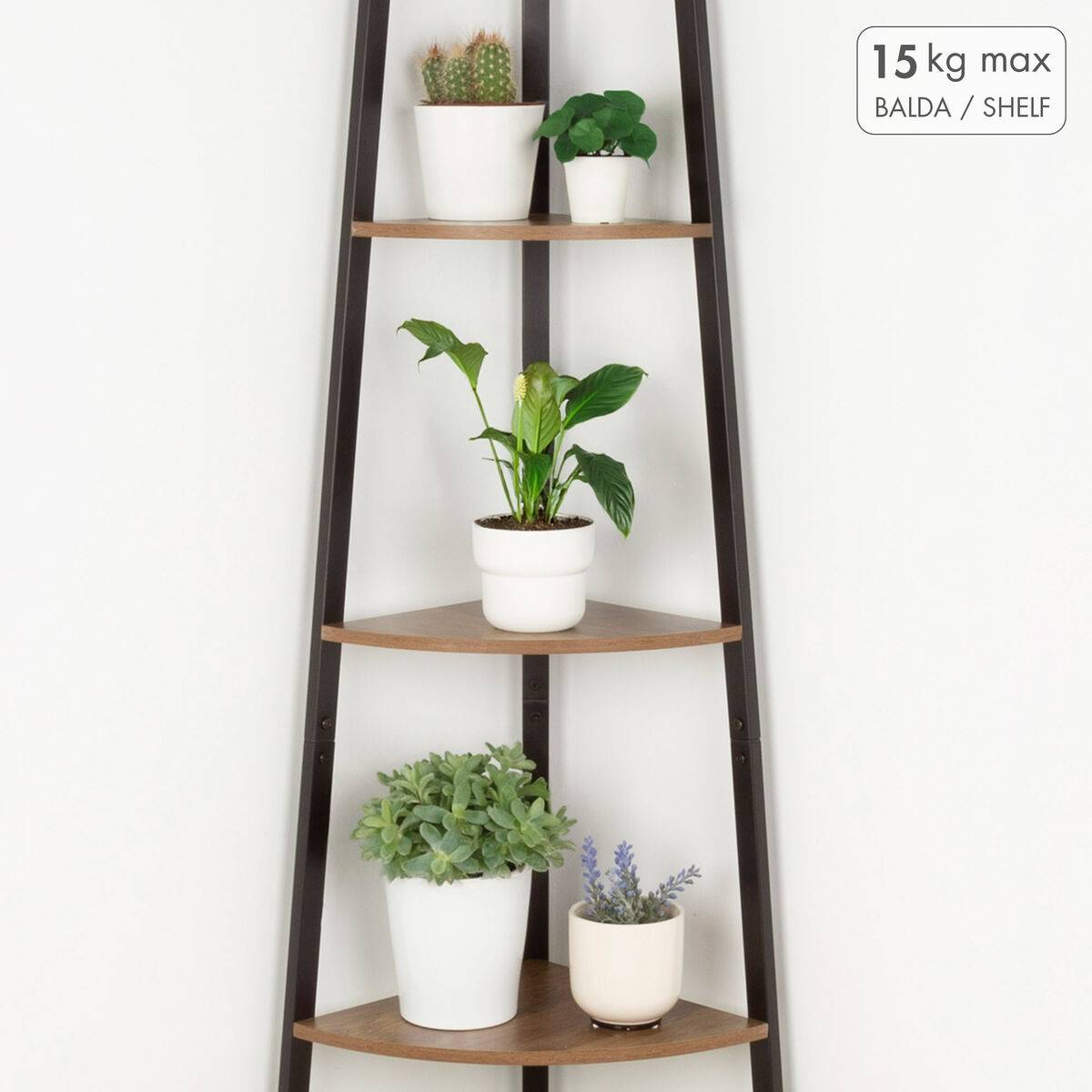 Estantería Max Home Negro Hierro Madera MDF 5 Estantes 35 x 160 x 35 cm