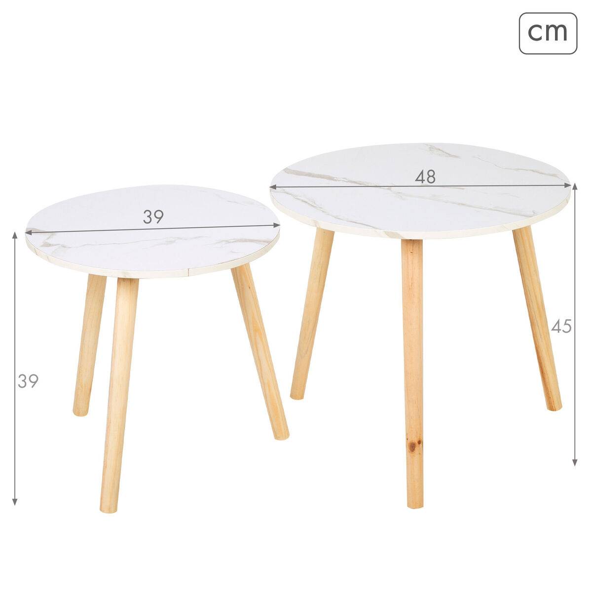 Juego de 2 mesas Max Home Blanco 48 x 45 x 48 cm