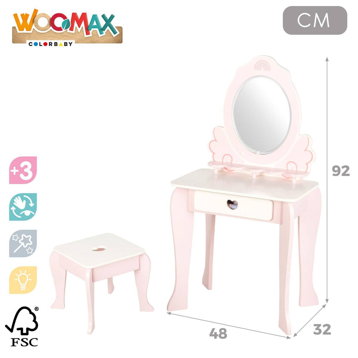 Tocador de juguete Woomax 48 X 92 X 32 CM Blanco Rosa