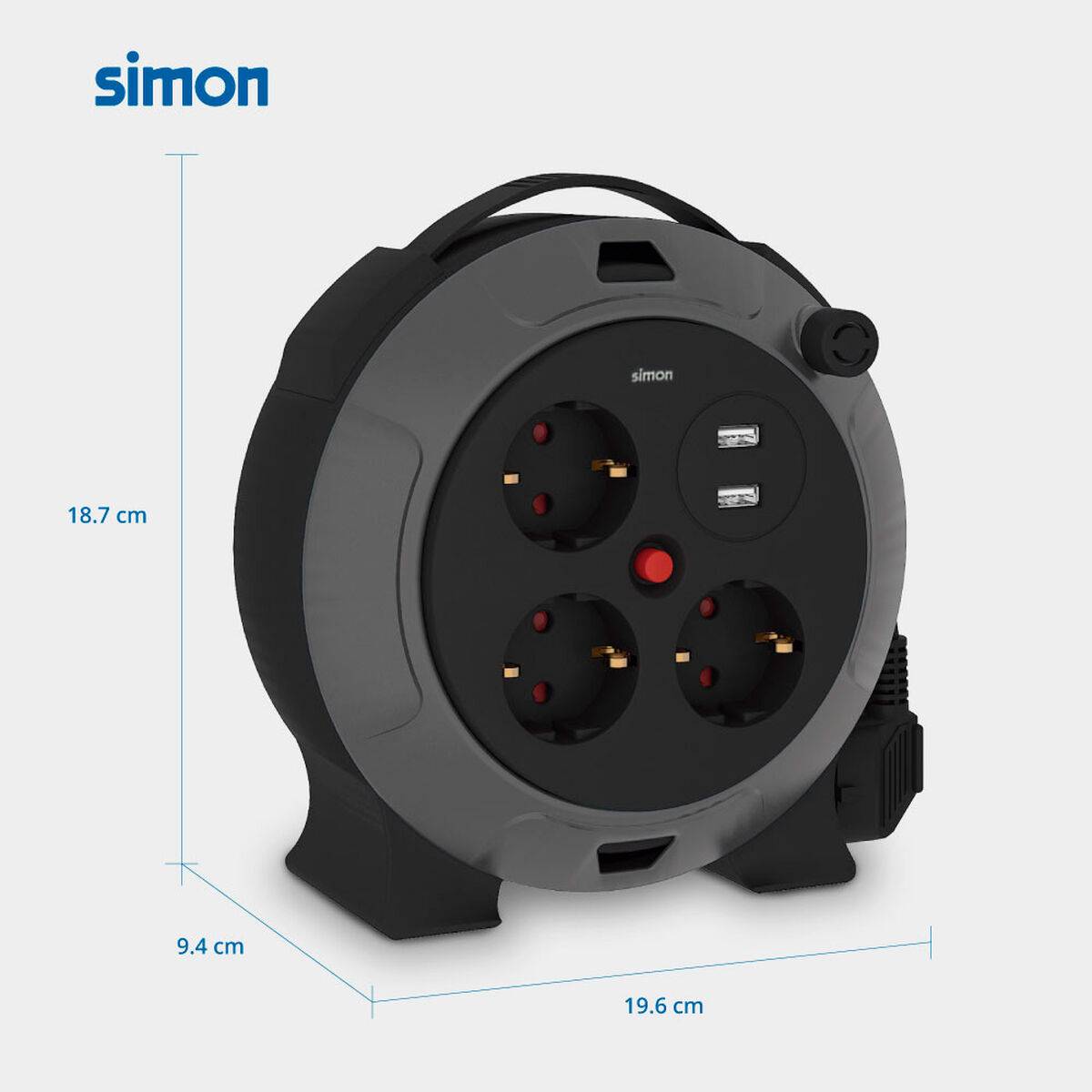 Enrollacables Simon 19,6 X 9,4 X 18,7 CM 3 x 1,5 mm 5 m