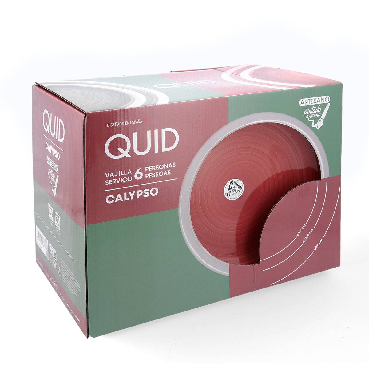 Vajilla Quid Calypso Rojo Cerámica 18 Piezas