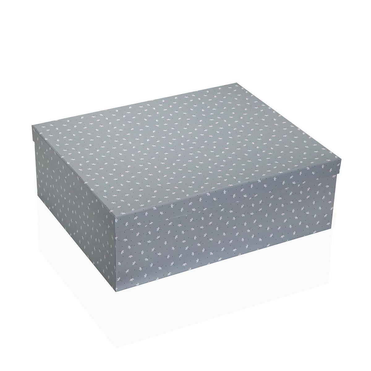 Juego de Cajas Decorativas Versa Gris Cartón Flores (15 Piezas)