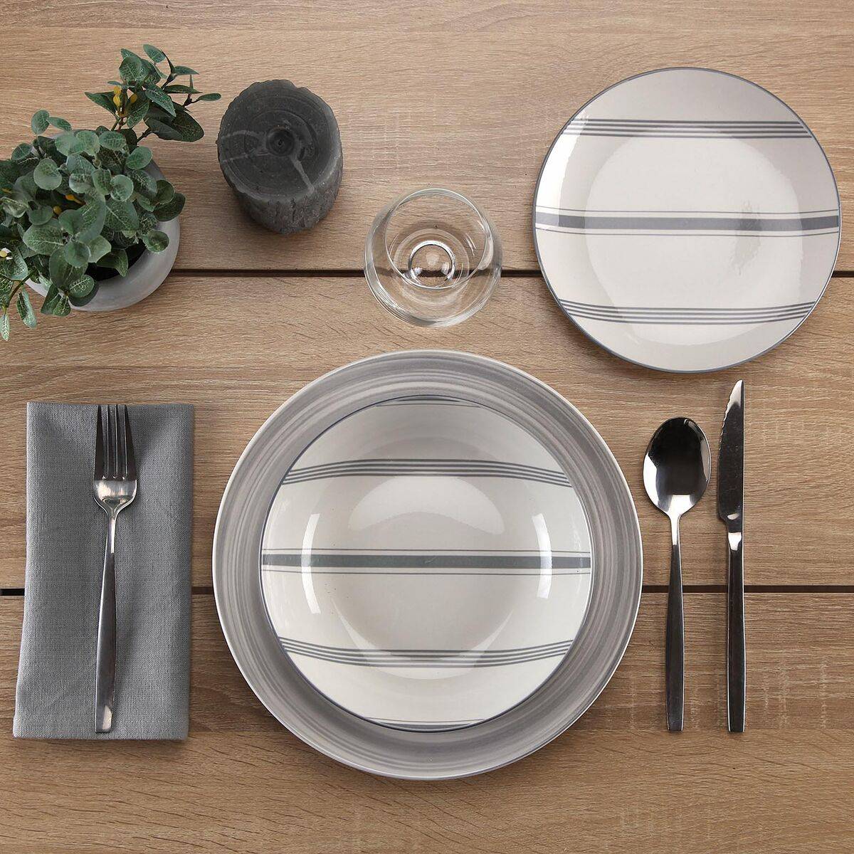 Vajilla Versa VORTEX Gris Porcelana 18 Piezas