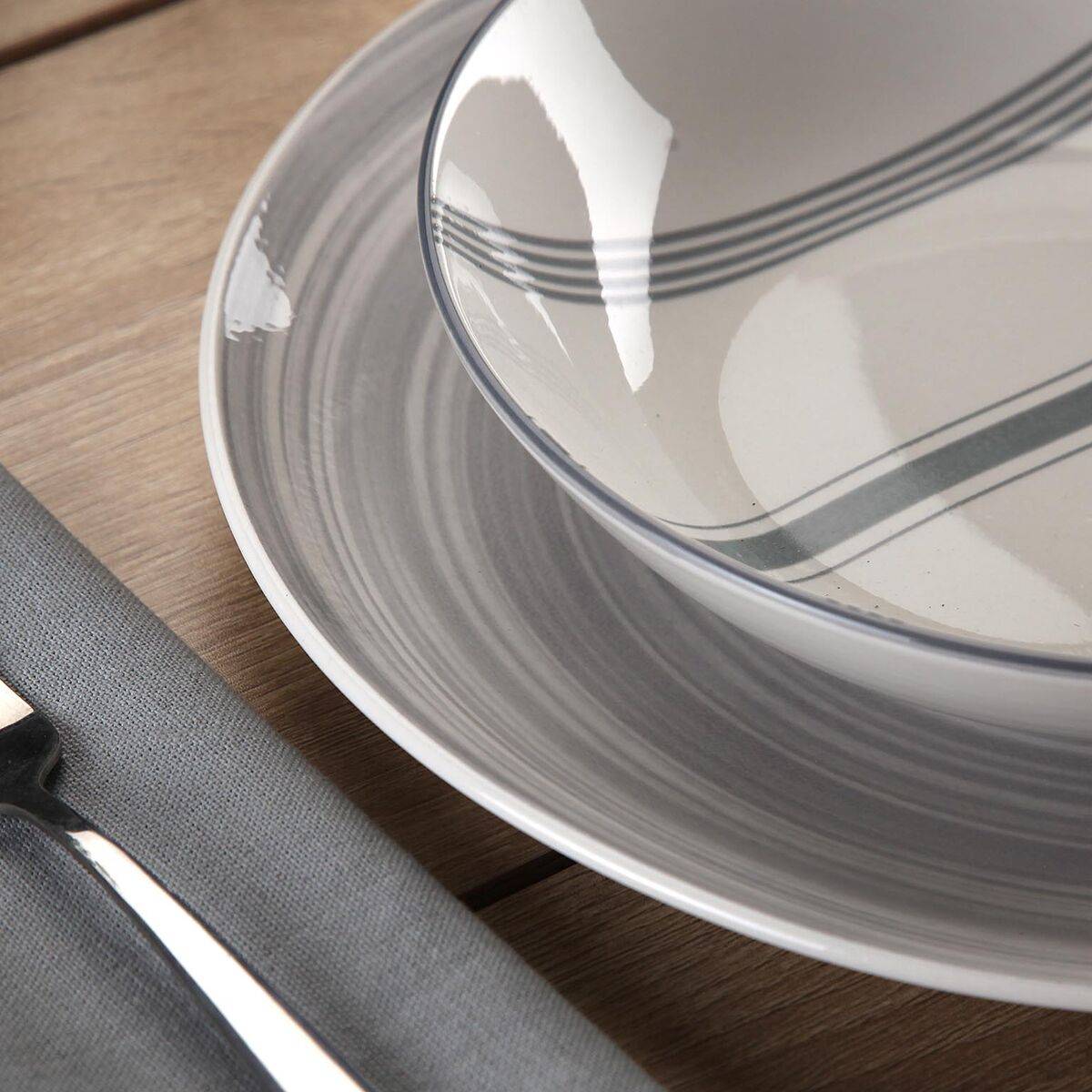 Vajilla Versa VORTEX Gris Porcelana 18 Piezas